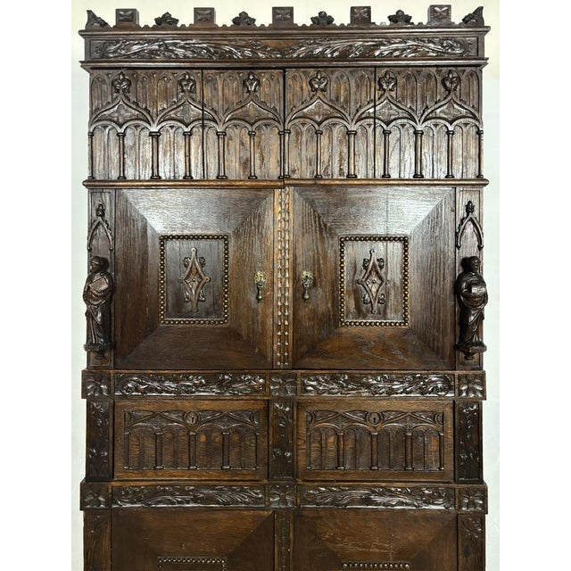 Late 19th Century Gothic Revival Oak Cabinet, Early 20th Century For Sale - Image 5 of 15