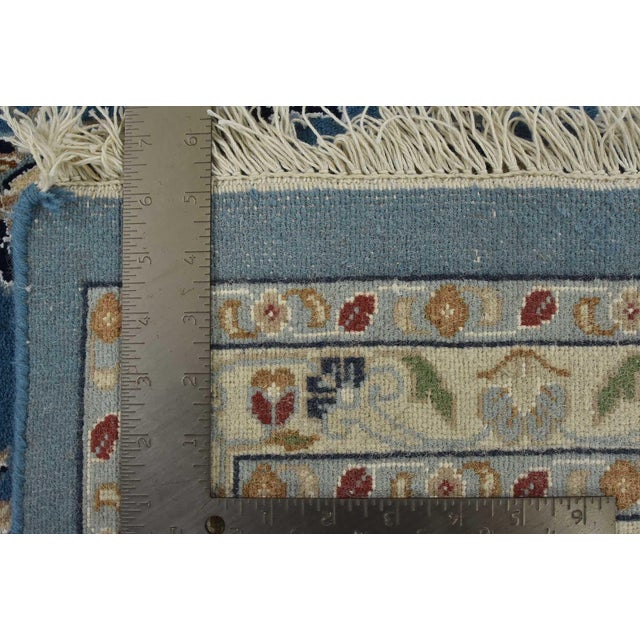 Fine Nain Rug 8'10'' X 12'3'' Blue Wool Traditional Hand-Knotted Oriental Carpet For Sale - Image 15 of 15
