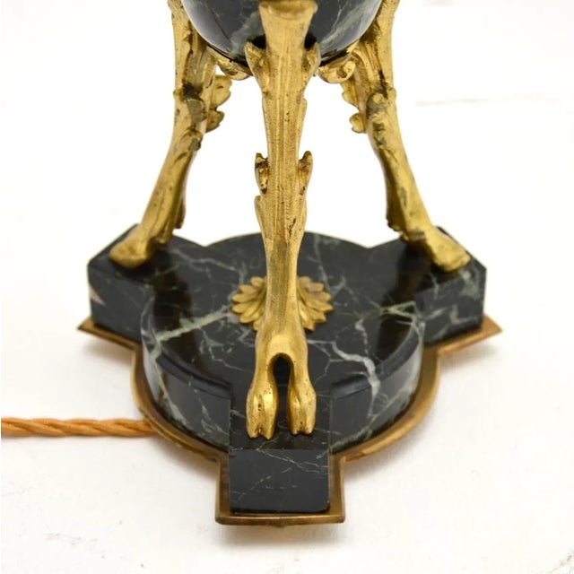 Metal Antique French Marble and Gilt Bronze Table Lamp, 1890s For Sale - Image 7 of 9