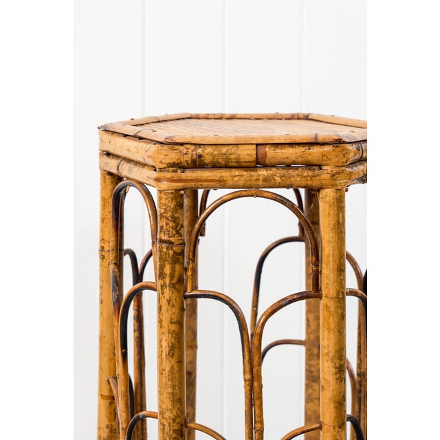 Antique Tortoise Octagon Bamboo Stand For Sale - Image 10 of 12