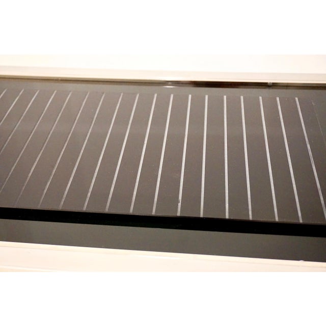 Chrome Italian Contemporary Polished Chrome and Black Glass Console With Shell Motif For Sale - Image 8 of 10