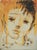 Paper Roger Crusat, Sad Young Girl, Gouache on Paper For Sale - Image 7 of 7