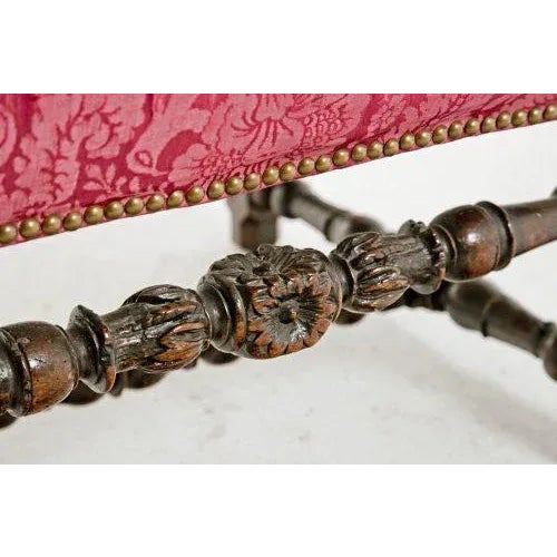 Wood Early 18th Century French Pink Upholstered Armchair For Sale - Image 7 of 10
