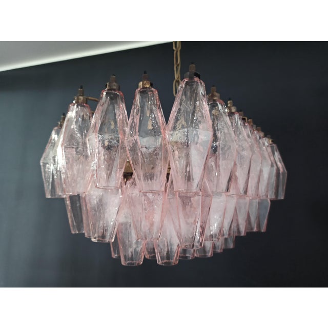 Mid-Century Modern Murano Poliedri Chandelier with Pink Glasses from Carlo Scarpa, 1990s For Sale - Image 3 of 18