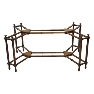 Vintage Kittinger Chinese Chippendale Faux Bamboo Mahogany Coffee Table Base For Sale