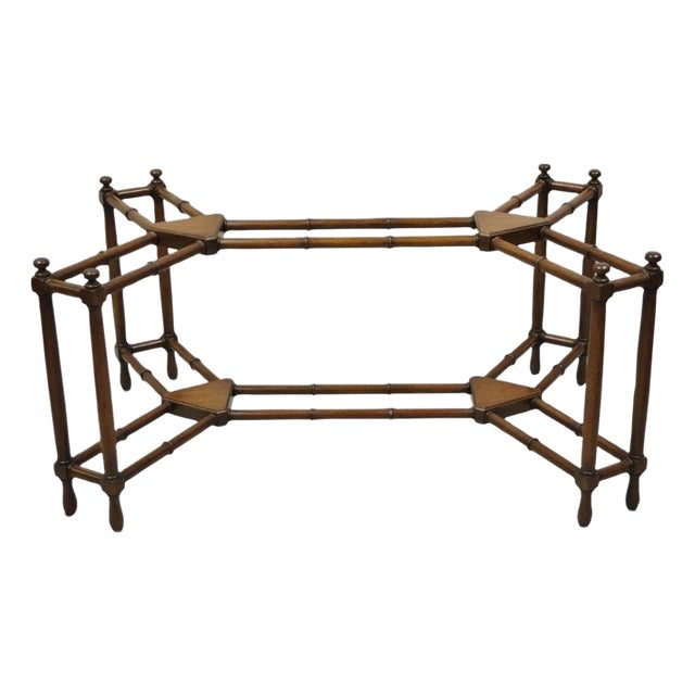 Vintage Kittinger Chinese Chippendale Faux Bamboo Mahogany Coffee Table Base For Sale