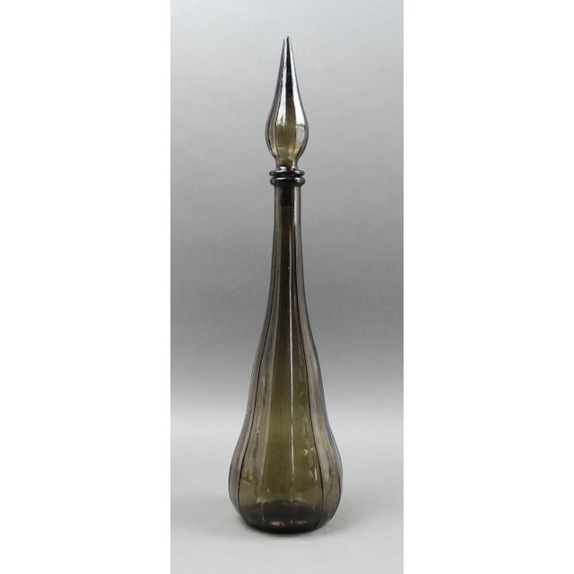 Guildcraft Italy Smokey Empoli Glass Decanter Genie Bottle Mid Century Modern For Sale - Image 9 of 9