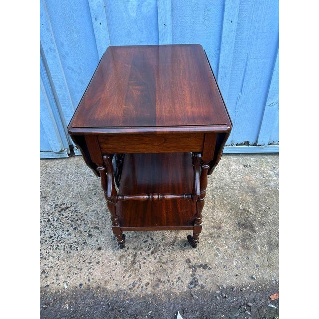 Victorian Antique Victorian Style Mahogany Drop-Leaf Tea Cart With Tray. For Sale - Image 3 of 10
