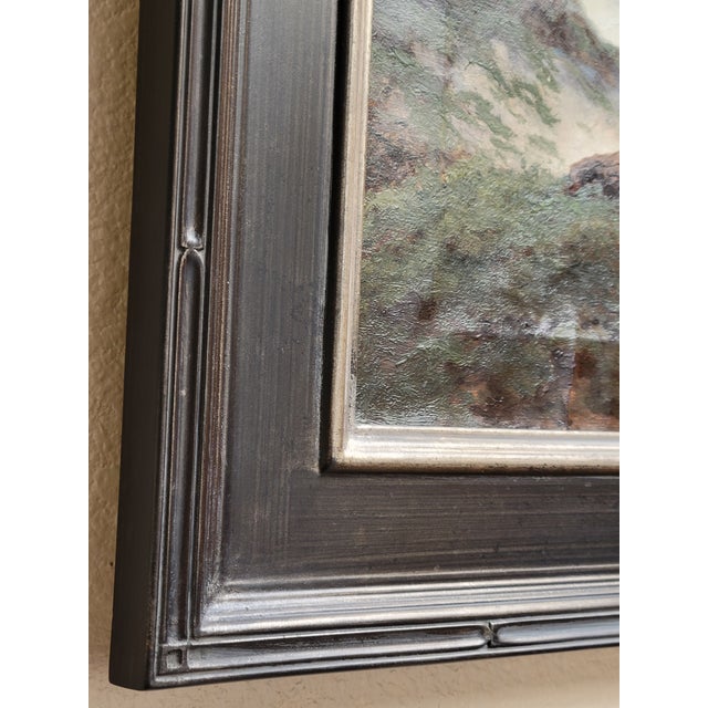 Gray California Mountain Landscape With Cows by Carl Henrik Jonnevold (1856-1955) For Sale - Image 8 of 11