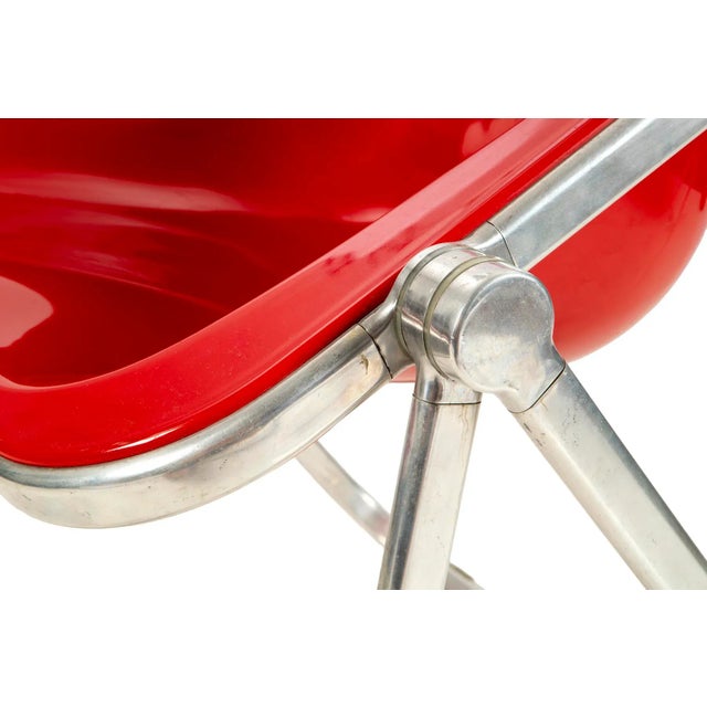 Italian Red Folding Chairs by Giancarlo Piretti, 1970s, Set of 2 For Sale - Image 5 of 8