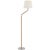 Transitional Chapman & Myers by Visual Comfort Signature Basden Bridge Arm Floor Lamp in Polished Nickel and Natural Rattan with Linen Shade For Sale - Image 3 of 3