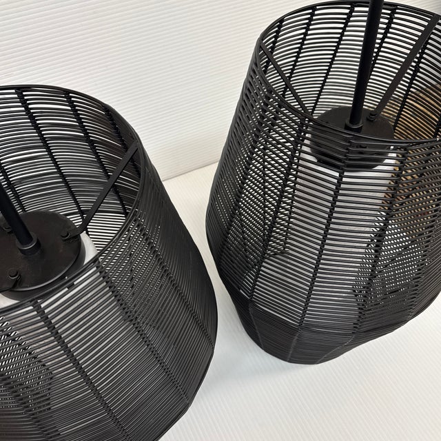 Metal Arhaus Coastal Style Black Pendants, Pair For Sale - Image 7 of 16