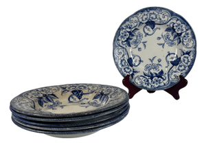 Flora Earthenware Soup Plates by Creil and Montereau, 1800s, Set of 6