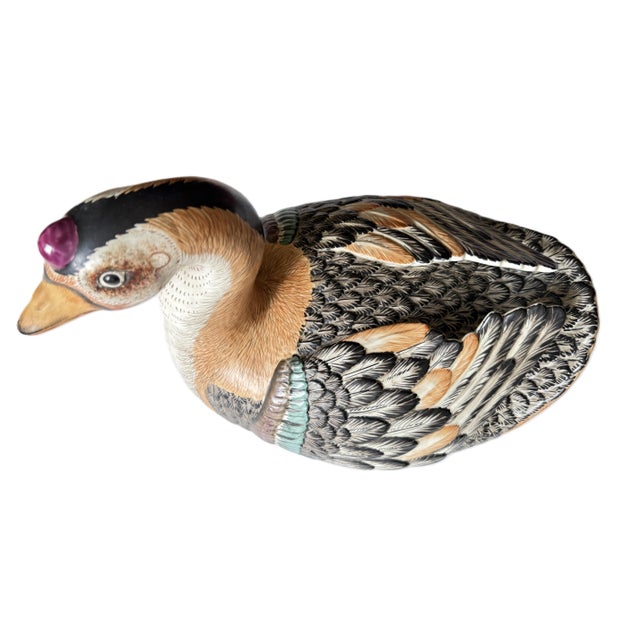 Late 20th Century Mottahedeh Chinese Export Style Porcelain Goose Tureen Made in Italy For Sale - Image 13 of 14
