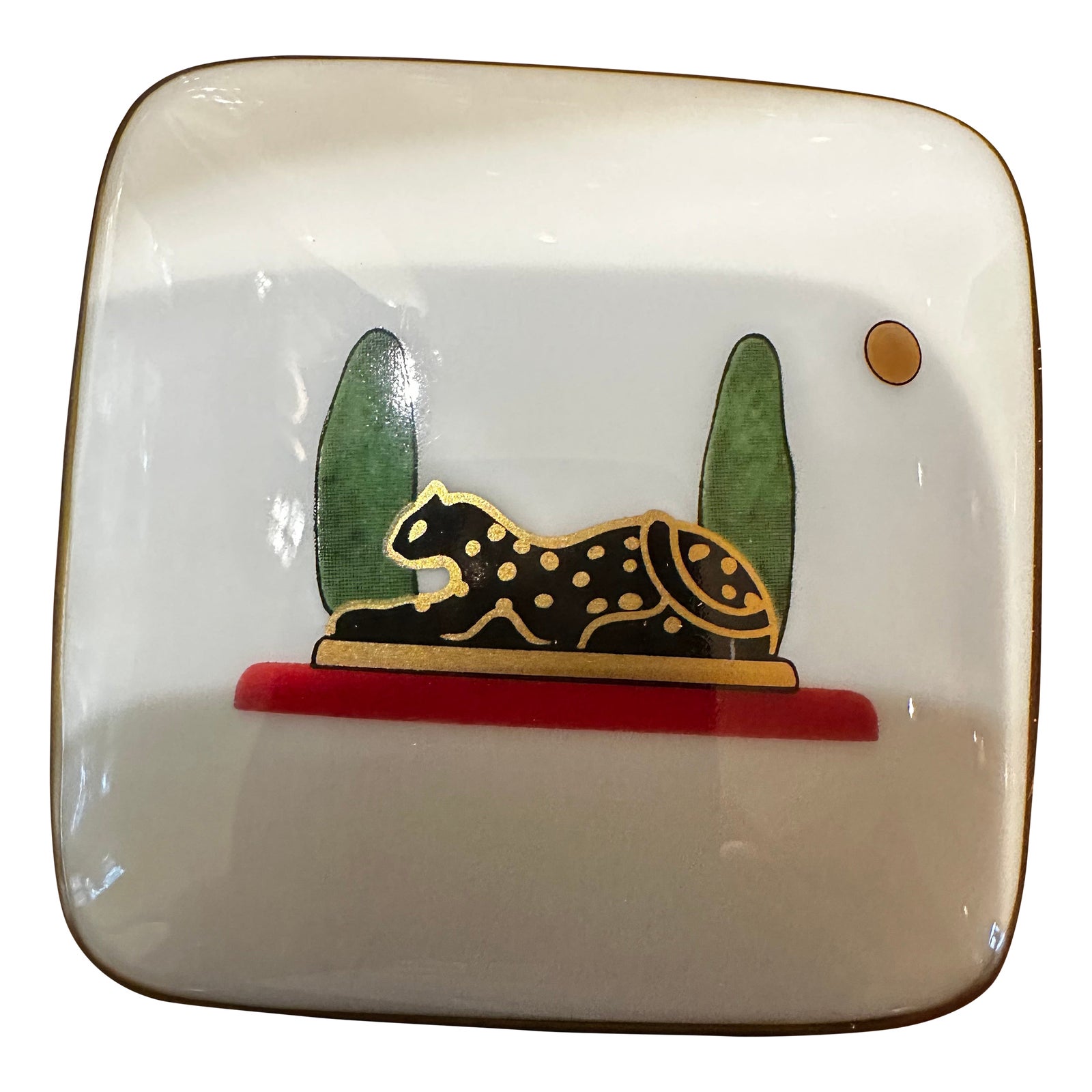 1980s Cartier Limoges Porcelain Trinket Box With Panther | Chairish