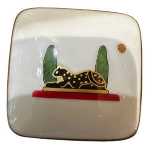 1980s Cartier Limoges Porcelain Trinket Box With Panther