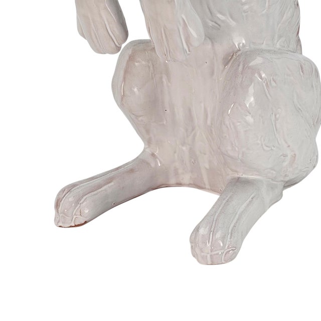 Ceramic Large White Rabbit Statement Animal Sculpture Earth Needs California Glazed Terracotta Statue 27.5" For Sale - Image 7 of 17