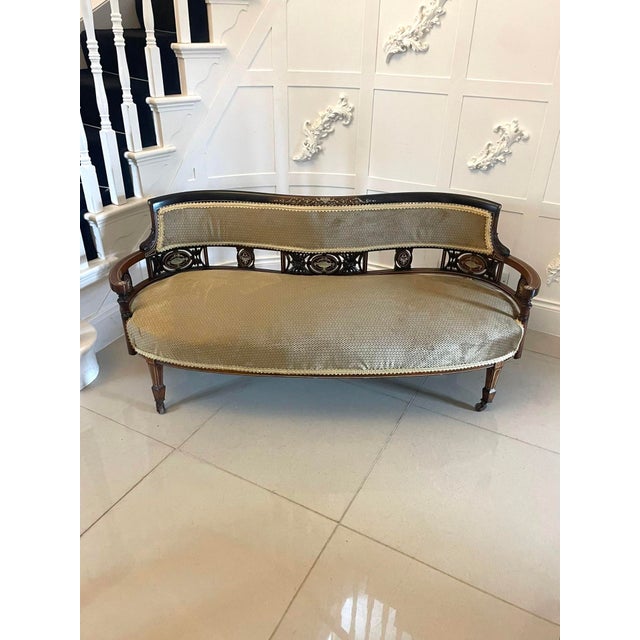 Antique Victorian Rosewood Inlaid Settee, 1880 For Sale - Image 3 of 13