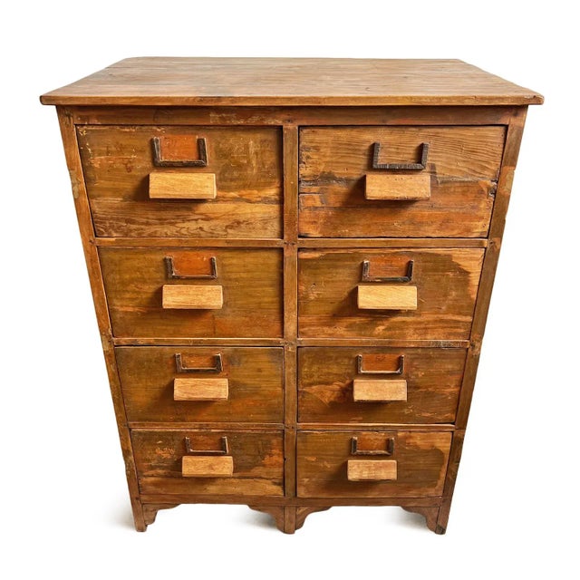 Vintage colonial salvaged wood dresser chest from India. Includes eight large extra deep drawers. Unique piece with lots...