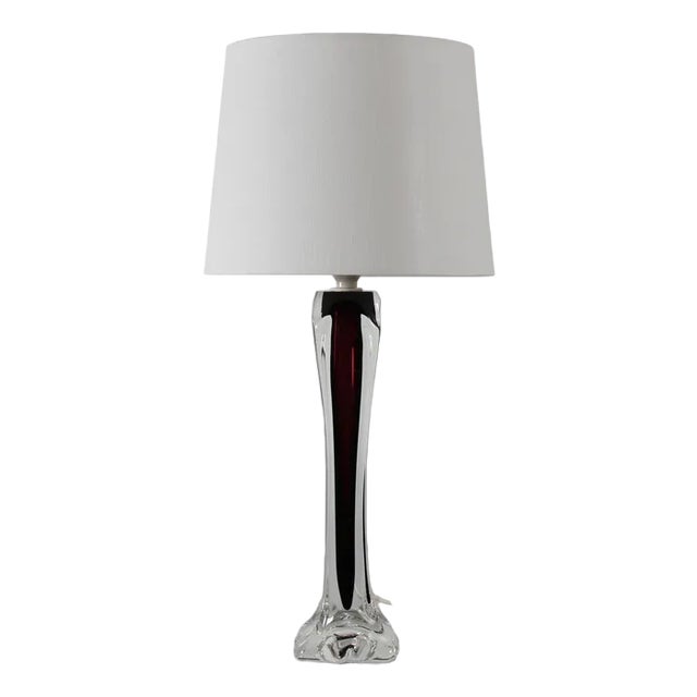 Table Lamp in Clear Art Crystal by Paul Kedelv for Flygfors, 1960s For Sale