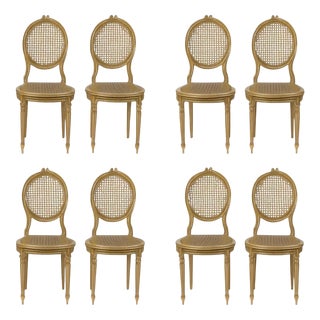 Napoleon III Carved Wooden Chairs with Cane Seats, 19th Century, Set of 2 For Sale