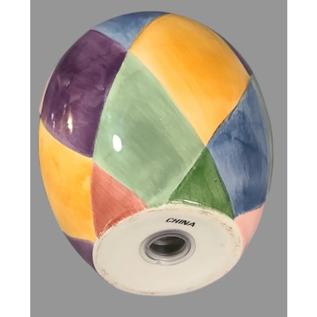 Vintage Hand Painted Multi Color Jester Pattern Salt & Pepper Shakers For Sale - Image 12 of 12