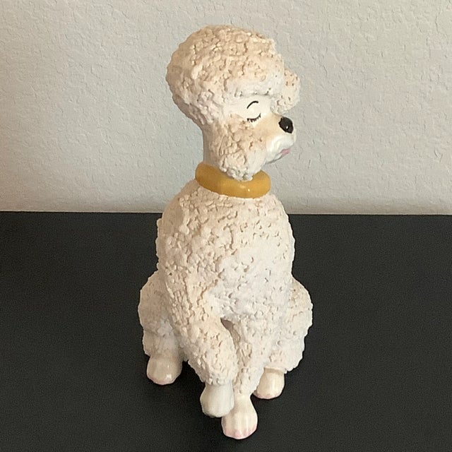 Vintage Large Ceramic French Poodle With Collar Figurine Statue For Sale In Austin - Image 6 of 13