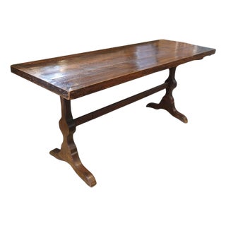 Dark Stained Antique Belgian Farm Table For Sale