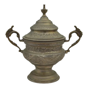 Early 20th Century Moorish Silver-Engraved Candy Dish With Handles