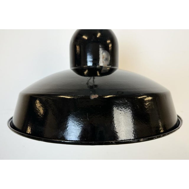 Industrial Black Enamel Factory Pendant Lamp, 1960s For Sale - Image 4 of 16