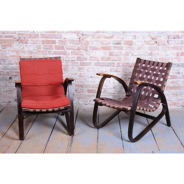 Art Deco Armchairs in Oak attributed to Jan Vaněk, Czech, 1940s, Set of 2 For Sale - Image 3 of 18