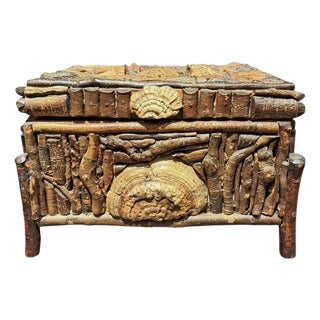 Adirondack Style Birch Twig and Mushroom Box For Sale