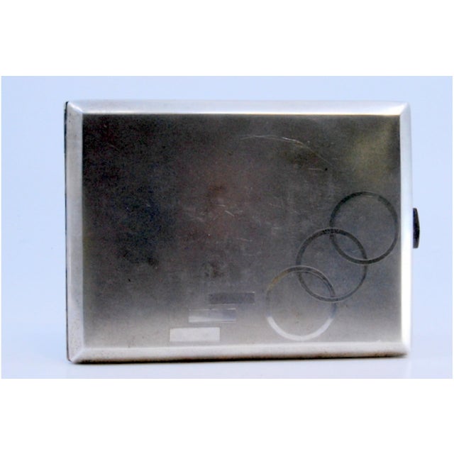 Metal Matte Silver Cigarette Case with Geometric Figures and Gilt Interior For Sale - Image 7 of 10