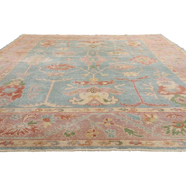 Contemporary Vintage Pastel Turkish Oushak Rug, 08'08 X 12'02 For Sale - Image 3 of 10