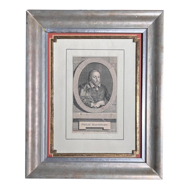 17th Century Engraving Displayed in Fine Mated, Gilt and Painted Frame For Sale