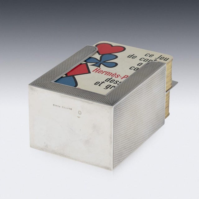 Metal Vintage French Silver Playing Cards Table Set by Hermès, 1960s For Sale - Image 7 of 15