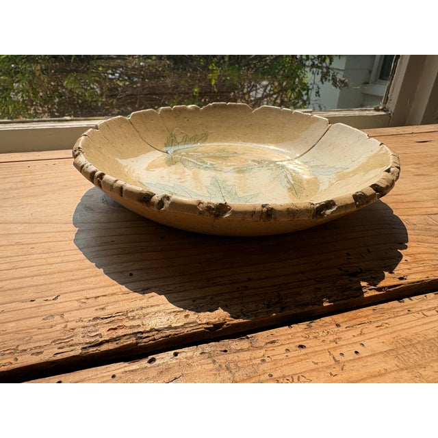 Vintage 1983 Nemadji Earth Pottery “Forest Impressions” Leaf Motif Scalloped Plate For Sale - Image 4 of 10