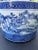 Vintage Export Chinoiserie ironstone blue and white hand painted extra-large planter. Asian landscaping motif.