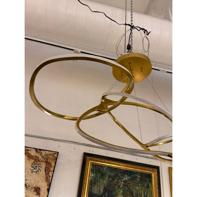 Michael Oren Designs Orbit Burnished Brass Chandelier For Sale - Image 10 of 13