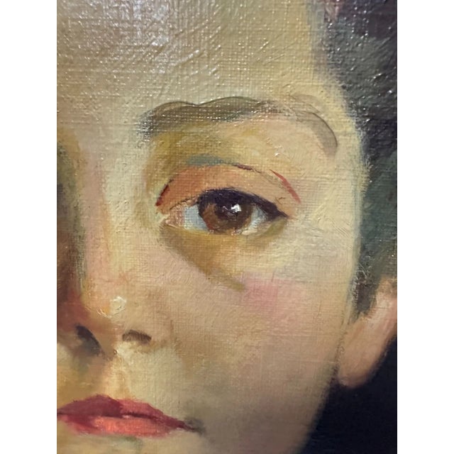 1940s 1948 Jan Korthals Dutch Portrait of a Woman Oil Painting For Sale - Image 5 of 7