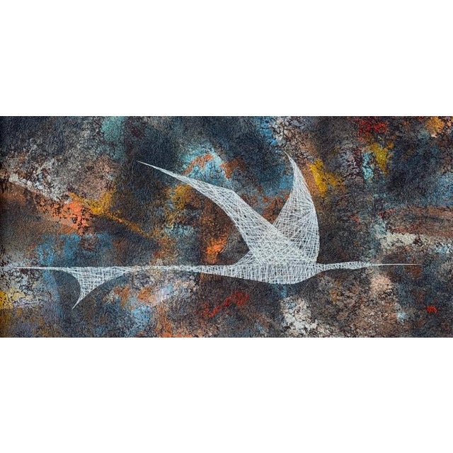 Modern Original Leonardo Nierman Painting Bird in Flight Large 1959 Oil on Masonite Modernist Statement Piece - 50” X 41” For Sale - Image 3 of 14