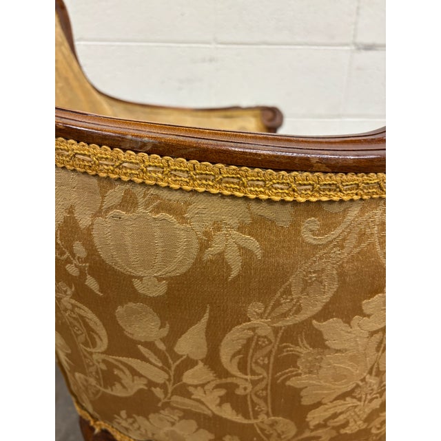 Champagne Antique French Louis XV Style Bergere Armchair For Sale - Image 8 of 10