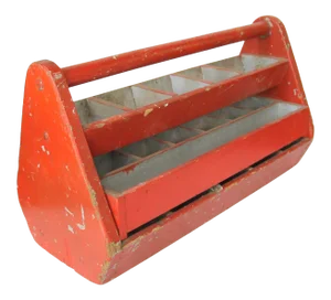 Vintage Red and Silver Wood Carryall