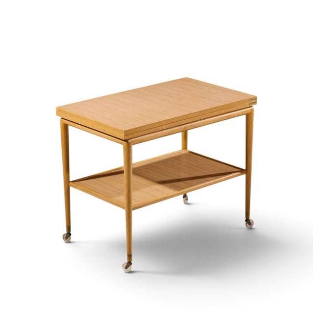 Robsjohn Gibbings for Widdicomb Mid Century Expandable Flip Top Bar Cart For Sale - Image 9 of 11