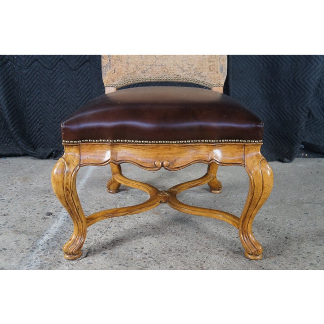 8 Thomasville Italian Hills of Tuscany Bibbiano Leather Nailhead Dining Chairs For Sale - Image 11 of 13