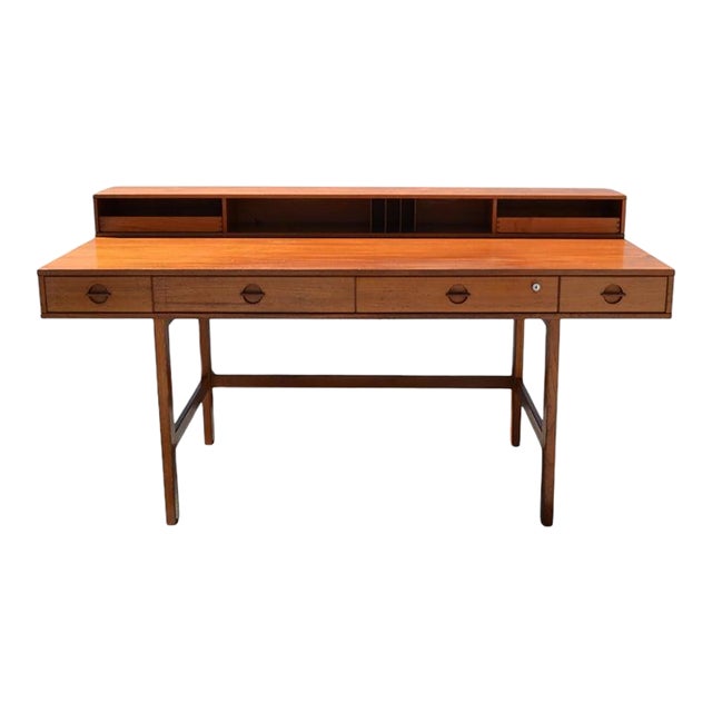 1970 Peter Løvig Nielsen Dansk Design Denmark Teak Flip Top Desk Writing Table For Sale