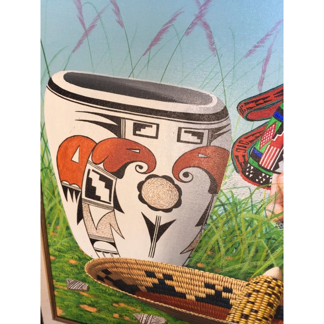 1980s Jackie Black Oil Painting Hopi Kachina Eagle Navajo For Sale - Image 5 of 8