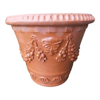 Mid-Century Bitossi F.&F. Italian Terracotta Planter With Festoon Swags & Mascarons For Sale