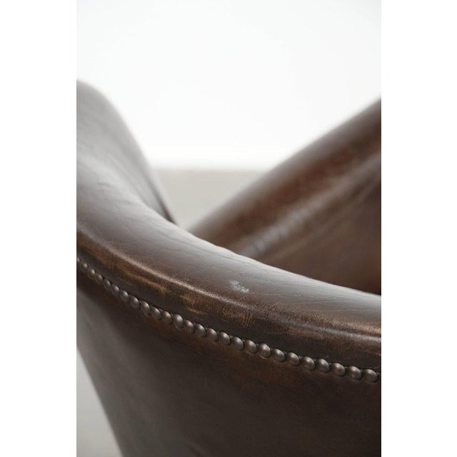 Dark Brown Armchair in Cowhide with a Reversible Kelim Seat Cushion For Sale - Image 15 of 17