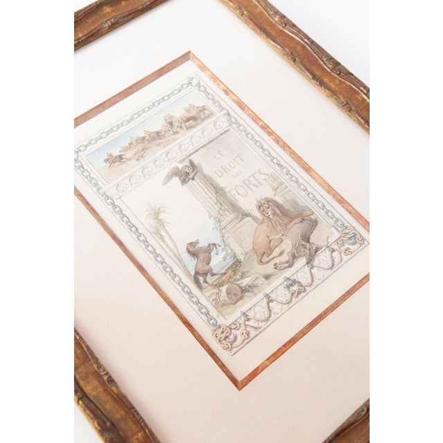 François Fortuné Ferogio, Le Droit des Forts, 1800s, Watercolor, Framed For Sale - Image 3 of 12